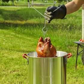 Turkey Deep Fryer, 30-qt Turkey Fryer Boiler Steamer Cooker Set, Outdoor Aluminum Seafood Frying Pot, 54,000 BTU Burner Propane Gas Boiler, Includes B
