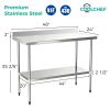 24" x 48" 18-Gauge Stainless Steel Commercial Work Table with 4" Backsplash and Undershelf