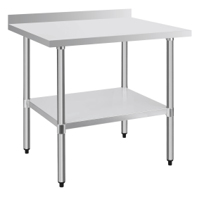 30" x 36" 18-Gauge Stainless Steel Commercial Work Table with 4" Backsplash and Undershelf