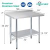 24" x 36" 18-Gauge Stainless Steel Commercial Work Table with 4" Backsplash and Undershelf