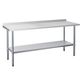 24" x 72" 18-Gauge Stainless Steel Commercial Work Table with 4" Backsplash and Undershelf