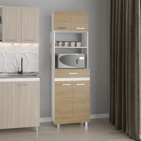 Beggs Kitchen Pantry, 4 Doors, 1 Drawer, 4 Legs, 4 Shelves