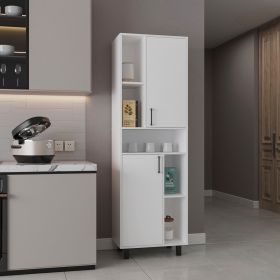 Corfu Pantry Cabinet, 2 Doors, 4 Legs, 9 Shelves