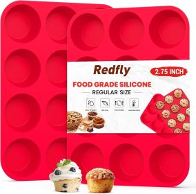 bak2 Pack Silicone Muffin Pan & Cupcake Pans for Baking - 12 Cup Regular Size BPA Free Egg Bites Molds