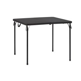 34" Square Resin Fold-in-Half Table, Rich Black