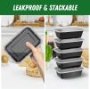 50 Pack (100-Piece) 28 oz Meal Prep Containers Reusable with Lids, Sturdy Leakproof Food Safe, Microwave, Freezer, Dishwasher Safe Prep Containers