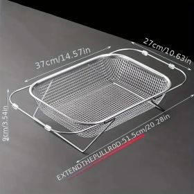 Expandable Stainless Steel Kitchen Sink Drain Basket - Adjustable Dish, Bowl & Cutlery Washing Rack With Space-Saving Design, Drains Forks, Knives, Fr (Option: XL)
