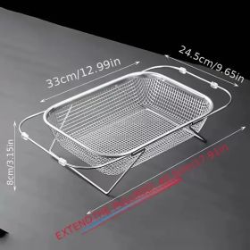 Expandable Stainless Steel Kitchen Sink Drain Basket - Adjustable Dish, Bowl & Cutlery Washing Rack With Space-Saving Design, Drains Forks, Knives, Fr (Option: large)