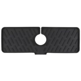 Silicone Faucet Mat Kitchen Sink Splash Guard Drain Mat Drying Pad (Color: Black)