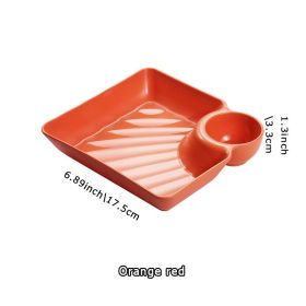 1pc Dumpling Plate With Sauce Dish; Potato; Water; Dumplings; Plate With Vinegar; Dinner Plate; Household Creative Square Serving Plate With Vine (Quantity: 1PC, Color: Orange)