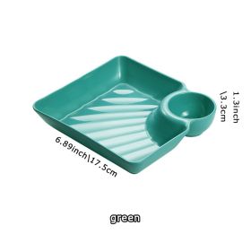 1pc Dumpling Plate With Sauce Dish; Potato; Water; Dumplings; Plate With Vinegar; Dinner Plate; Household Creative Square Serving Plate With Vine (Quantity: 1PC, Color: Green)