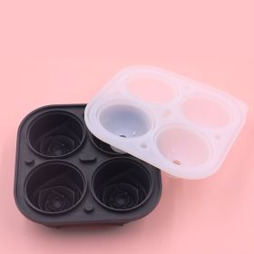 1pc Rose Ice Cube Mold Tray; Silicone 4-Cell Ice Cube Mold For Whiskey Cocktail Refrigerator Kitchen Utensils (Quantity: 1PC, Color: Black)