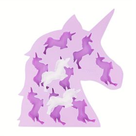 1pc Unicorn Silicone Ice Cube Molds And Tray Chocolate Candy Soap Jelly Cookie Gummy Wax Resin (Color: Purple)