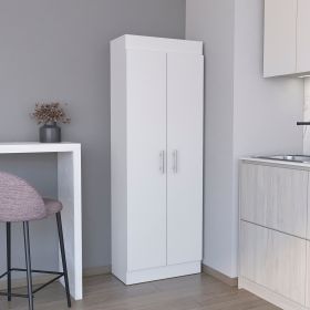 Teller Pantry Cabinet with Five Shelves (Color: White, Material: Manufactured Wood)
