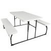 Indoor and Outdoor Folding Picnic Table Bench Set with Wood-like Texture